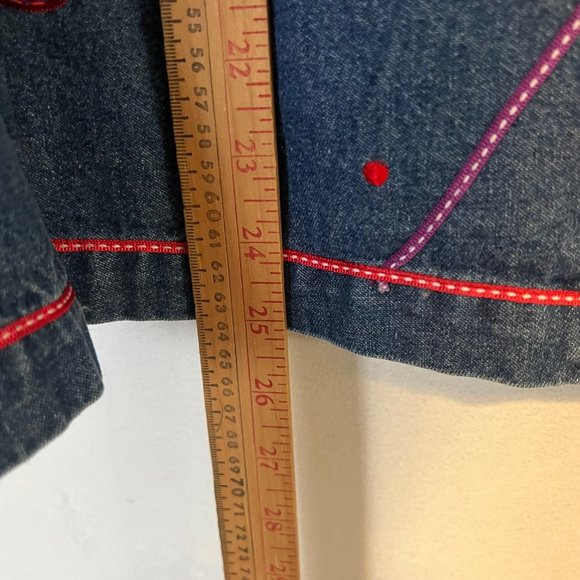 Carrie Allen Blue Jean Jacket Women Large Red Hat Society Beaded Red Hats Embroi - Picture 7 of 10